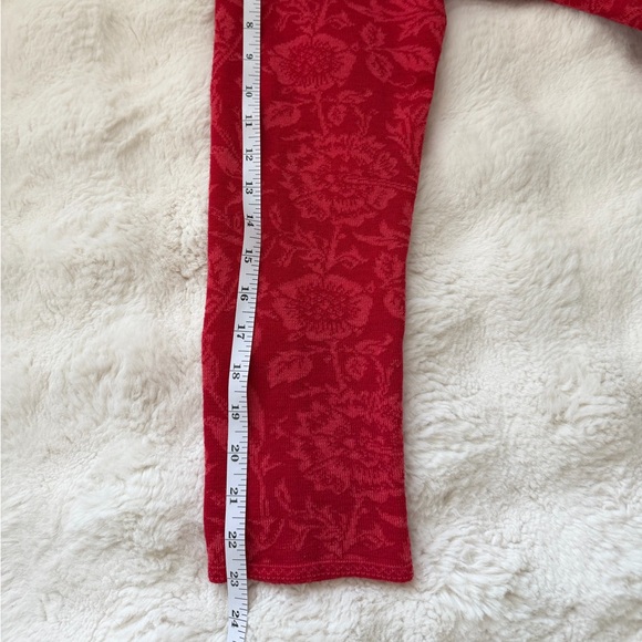 TINDE Extrafine Merino Wool Chic Red Floral Jacquard Pattern Cardigan Jacket -M - Picture 15 of 16